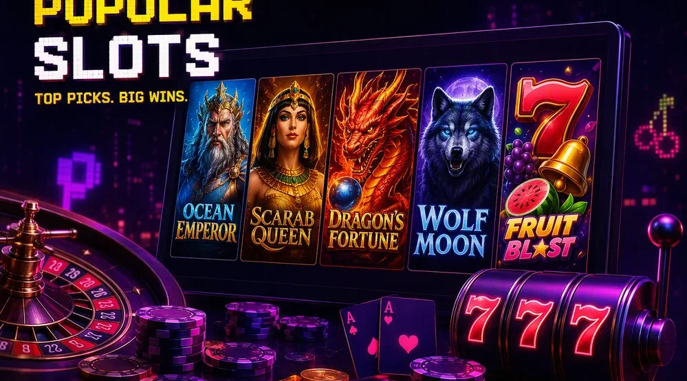 Grid of popular slot game thumbnails
