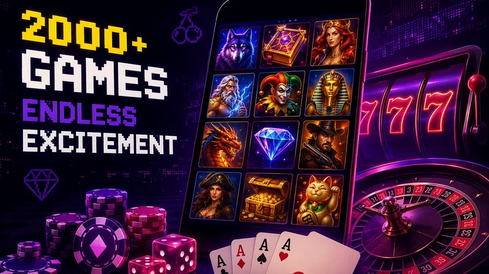 Grid of slot game thumbnails icons