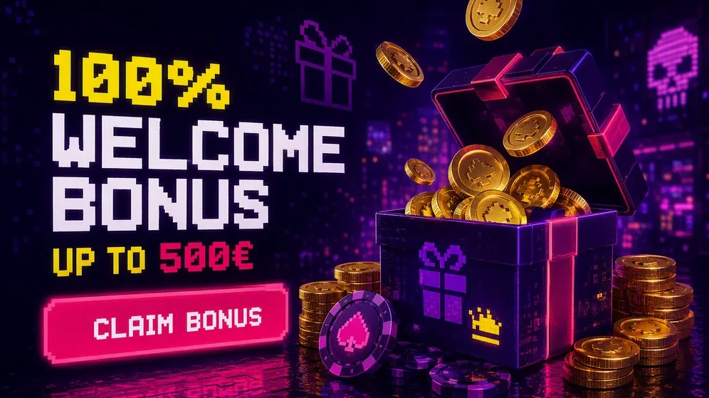 Welcome bonus gift box coins graphic